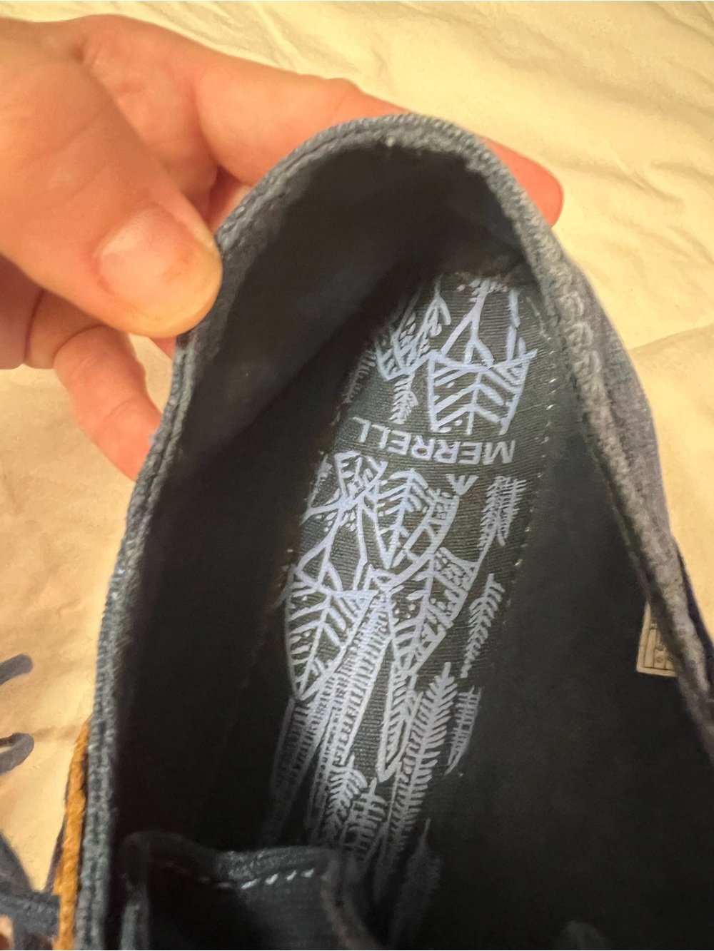 Merrell Navy Blue Canvas Casual Sneakers with Tan Accents - Picture 5 of 6